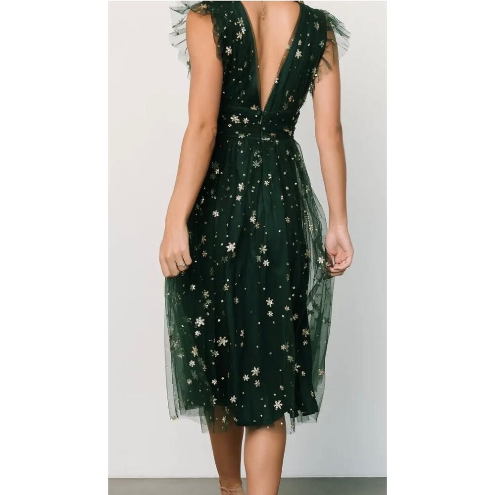 Baltic Born Forest Green Tulle Midi Dress with Gold Star Embroidery - Picture 10 of 10